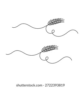 Dibujo de línea continua de espigas de trigo aisladas sobre fondo blanco Ilustración vectorial



