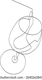 Continuous line, drawing of white, party celebration, cute glass, vector illustration