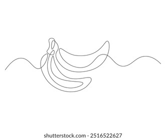 Linha contínua desenhando bananas orgânicas saudáveis de cacho inteiro. Verão fresco tropical conceito frutado jardim
