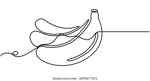 Desenho de linha contínua banana orgânica saudável do cacho inteiro, ilustração vetorial de contorno, ilustração vetorial de banana conceito de desenho contínuo de uma linha de arte.