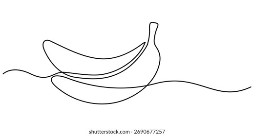Continuous line drawing whole bunch healthy organic banana, Outline vector illustration, Vector illustration of banana continuous one line art drawing concept.