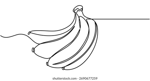 Línea continua que dibuja el plátano orgánico sano del racimo entero, Ilustración vectorial del esquema, Ilustración vectorial del concepto continuo del dibujo del arte de una línea del plátano.