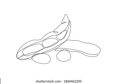 continuous line drawing of whole healthy organic green soy edamame for farm logo identity. One line art of fresh Japanese soy concept for vegetable icon. Vector illustration