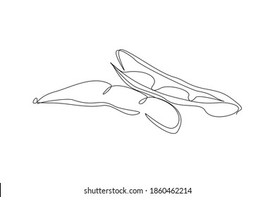 continuous line drawing of whole healthy organic green soy edamame for farm logo identity. One line art of fresh Japanese soy concept for vegetable icon. Vector illustration