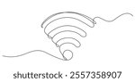 continuous line drawing of wifi icon.one line drawing of internet portable net.single line vector illustration of wifi signal sign.isolated white background
