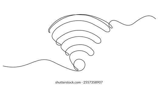 continuous line drawing of wifi icon.one line drawing of internet portable net.single line vector illustration of wifi signal sign.isolated white background