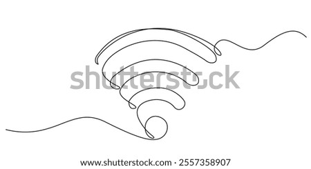 continuous line drawing of wifi icon.one line drawing of internet portable net.single line vector illustration of wifi signal sign.isolated white background