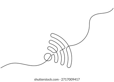 Continuous Line Drawing of Wifi Wireless Signal Symbol Connection Concept