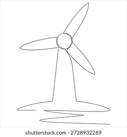 Dibujo de línea continuo de turbina eólica para el concepto de energía renovable