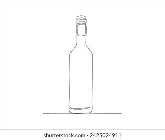 Línea Continua De Dibujo De La Botella De Vino. Una Línea De Vino. Botella de vino Línea continua de arte. Contorno editable.