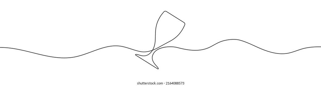 Continuous line drawing of wine glass. Wine glass linear icon. One line drawing background. Vector illustration. Wine glass continuous line icon.