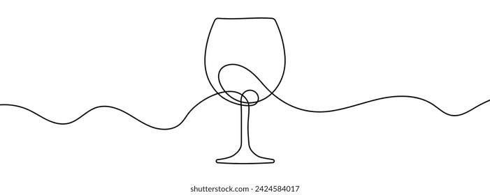 Dibujo de línea continua de copa de vino. Fondo de dibujo de una línea. Ilustración vectorial. Icono de copa de vino de una sola línea.