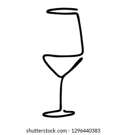 Continuous line, drawing of wine glasses, drinks, illustration icons, vector
