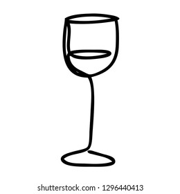 Continuous line, drawing of wine glasses, drinks, illustration icons, vector