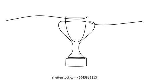 Dibujo de línea continua de una copa del ganador. Un icono simple que representa a un campeón, perfecto para un gráfico deportivo o una insignia de primer lugar.