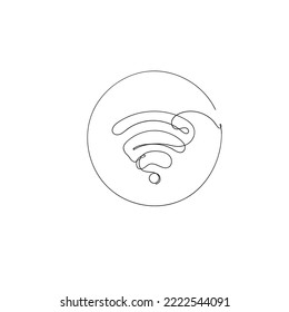 continuous line drawing wireless signal icon illustration