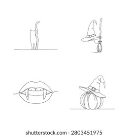 Continuous line drawing witch