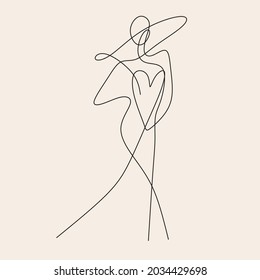 Dibujo continuo de líneas del cuerpo abstracto de la mujer, concepto minimalista de moda, dibujo de belleza de la mujer, ilustración vectorial. Bueno para imprentas, camisetas, pancartas, diseño de eslogan estilo gráfico moderno