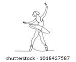 continuous line drawing of woman ballet dancer