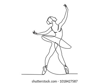 Continuous Line Drawing Of Woman Ballet Dancer