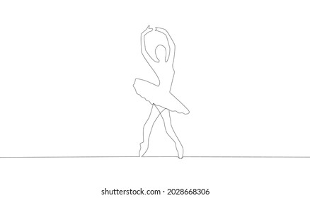 continuous line drawing of woman ballet dancer