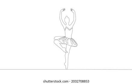 continuous line drawing of woman ballet dancer
