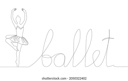 continuous line drawing of woman ballet dancer
