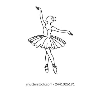 continuous line drawing of woman ballet dancer.