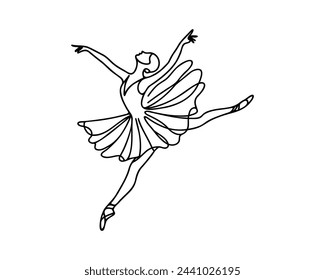 continuous line drawing of woman ballet dancer.