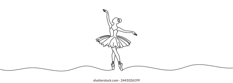 continuous line drawing of woman ballet dancer.