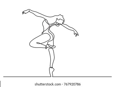 continuous line drawing of woman ballet dancer