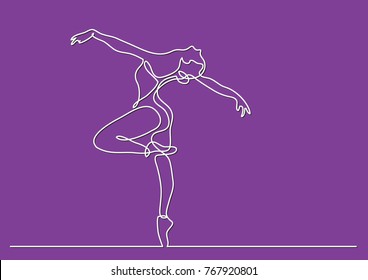 continuous line drawing of woman ballet dancer