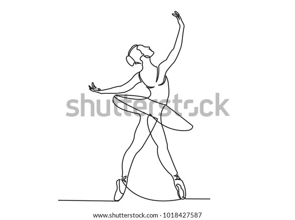 Dibujo De Línea Continua De Bailarina De Ballet Femenino 
