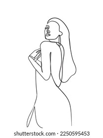 Continuous line drawing of woman body illustration