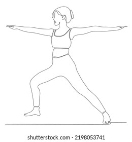 
continuous line drawing of woman by body yoga vector illustration