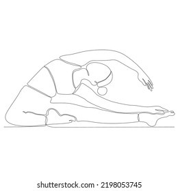 
continuous line drawing of woman by body yoga vector illustration