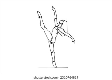  continuous line drawing of woman dancing ballet illustration