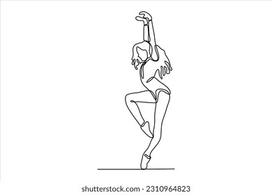  continuous line drawing of woman dancing ballet illustration