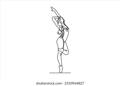 continuous line drawing of woman dancing ballet illustration