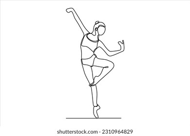  continuous line drawing of woman dancing ballet illustration