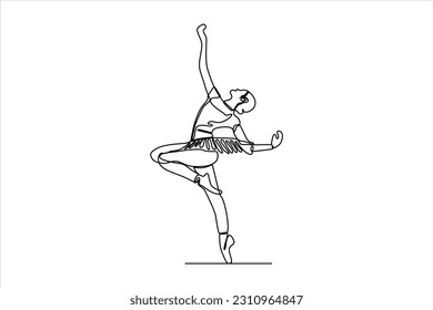  continuous line drawing of woman dancing ballet illustration