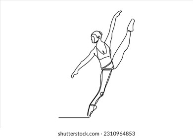  continuous line drawing of woman dancing ballet illustration