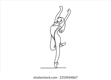  continuous line drawing of woman dancing ballet illustration