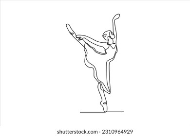  continuous line drawing of woman dancing ballet illustration