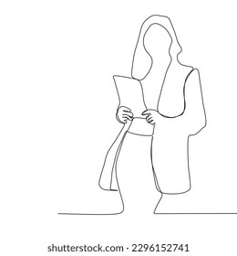 Continuous line drawing of woman doctor with stethoscope. One line art of health care concept. Vector illustration.