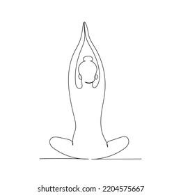 Continuous line drawing of woman doing exercise yoga. Minimalism art.