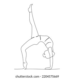 Continuous line drawing of woman doing exercise yoga. Minimalism art.