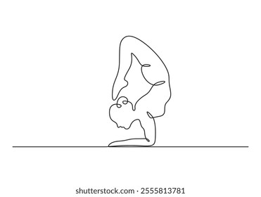 Continuous line drawing of woman doing exercise vector illustration