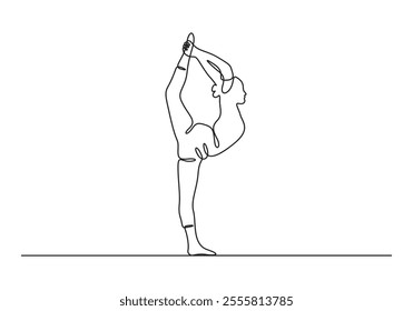 Continuous line drawing of woman doing exercise vector illustration