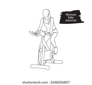 Continuous line drawing of a woman doing bike exercise vector illustration	